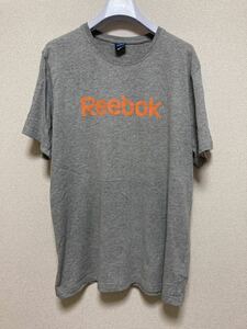 USA古着 Reebok リーボック グレー Tシャツ 半袖Tシャツ ロゴTシャツ グレー×オレンジ　L