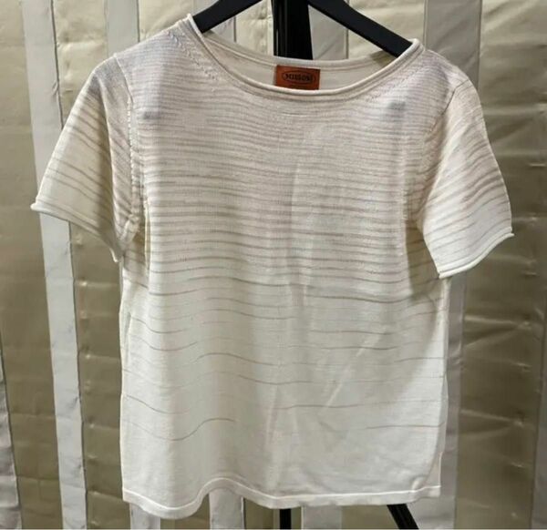 MISSONI ミッソーニ　Tシャツ　カットソー トップス ボーダーTシャツ 半袖Tシャツ 半袖　イタリア製　ホワイト