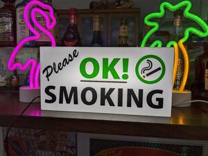 【Mサイズ】たばこOK! タバコ 煙草 ベイプ 喫煙 喫煙室 喫煙エリア サイン 看板 テーブル カウンター ライト 置物 雑貨 電飾看板 電光看板
