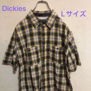 ディッキーズ Slim Fit 半袖チェックシャツ 作業着 裾タグ ガゼット