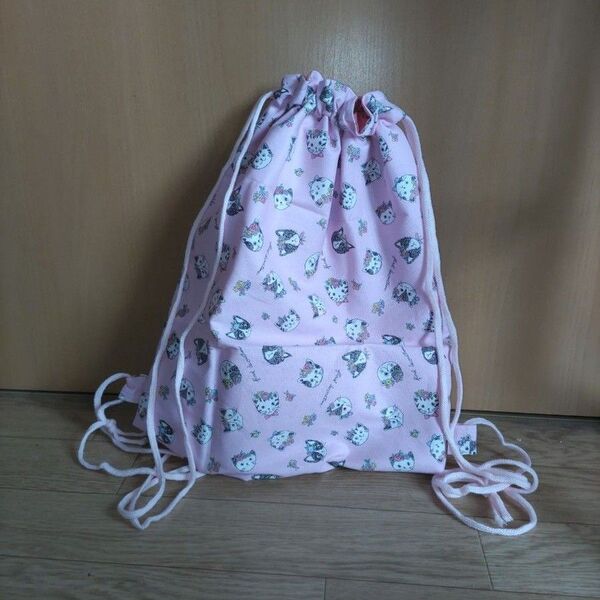 ハンドメイド 体操服袋 ピンク 猫