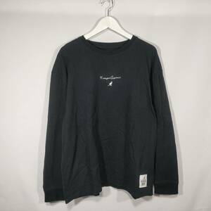 カンゴールスポーツ KANGOL SPORT Tシャツ ロンT 刺繍 オーバーサイズ バックプリント 長袖 XL ブラック レディース 中古 /DV