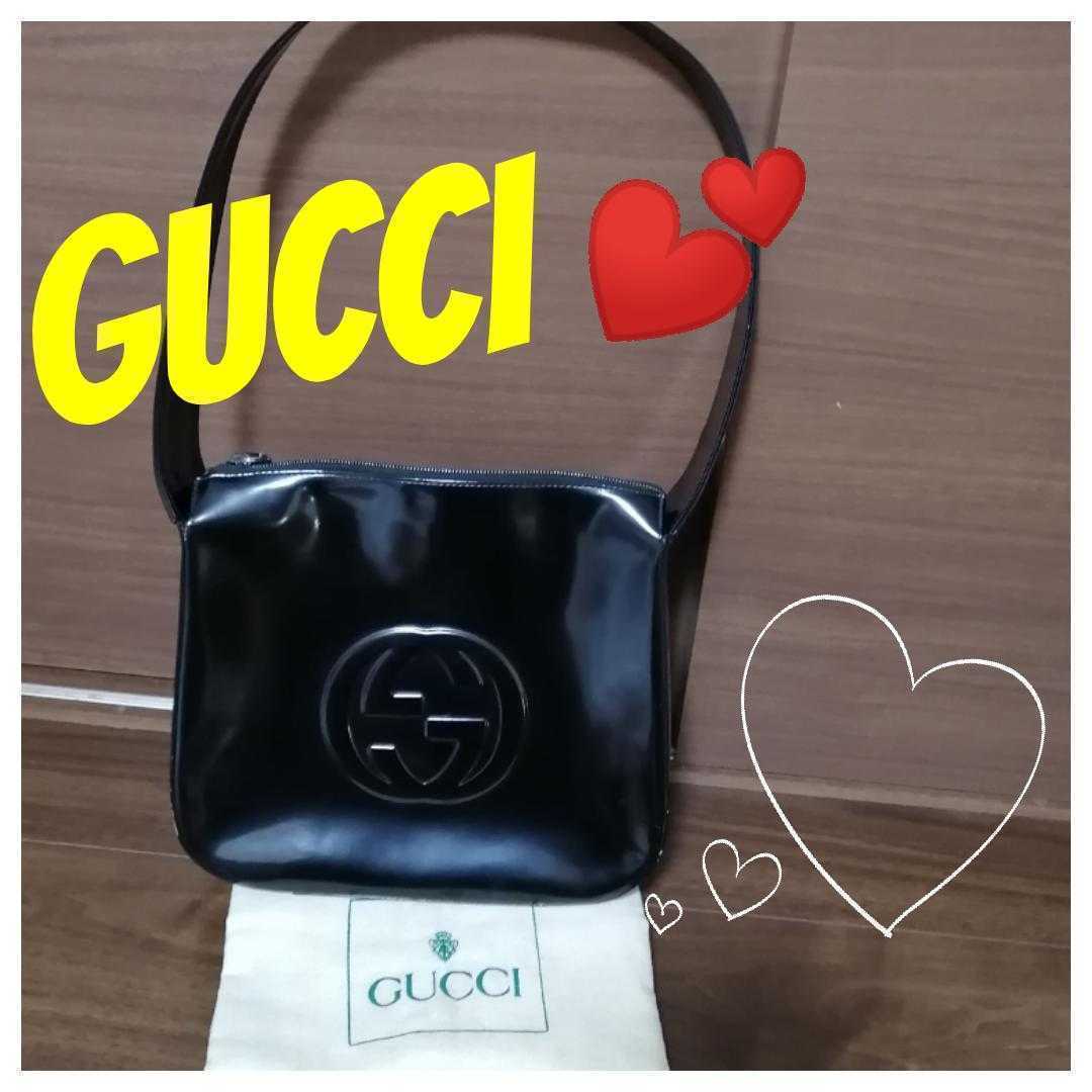 GUCCI エナメル ショルダー バッグ オールドグッチ ソーホー 開閉