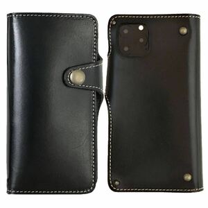 * Tochigi leather iPhone13 cow leather smartphone case notebook type cover original leather leather black made in Japan vo- Noah two wheels *