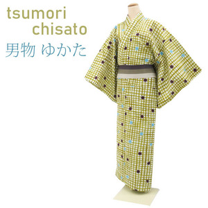  summer thing Tsumori Chisato tsumori chisato men's yukata cotton flax green yellow color light blue tea .. dot hand . tailoring new goods brand new L size ....sb11425