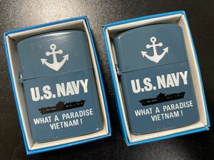【デッドストック】U.S.NAVY WHAT A PARADISE VIETNAM ! 未使用オイルライター 2個セット JAPAN刻印 USアーミー ベトナム