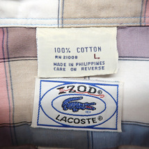 古着 〜80年代 アイゾッドラコステ IZOD LACOSTE ボタンダウンシャツ 半袖 チェック柄 マルチカラー ビンテージ サイズ表記：L　gd79211_画像10