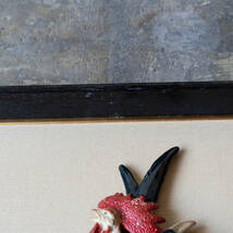 陶器鶏の額装品 渓泉作 親子 置物 オブジェ 古道具 民芸 飾り 鳥 ニワトリ 壁飾り_画像7
