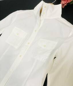 JIFFIES byHOLONICS　ジフィーズ ホロニックス　ボタンデザインスタンドカラー＆胸ポケット　七分そでシャツ　ホワイト　サイズ１