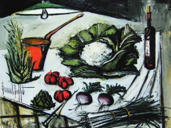 Bernard Buffet Nature morte au chou-fleur Rare tableau encadré, Œuvres populaires, Livré avec un passe-partout personnalisé et un tout nouveau cadre japonais, Bernard Buffet, Peinture, Peinture à l'huile, Nature morte