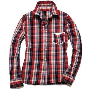 定価3.6万 wjk madras check leather-pocket shirts Mサイズ マドラスチェックレザーポケットシャツ akm ジュンハシモト 1piu