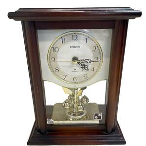 シチズン　置時計　4RG481　クォーツ　木枠　回転飾り付き　CITIZEN　アナログ時計　（6）