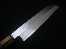 ジャンクジャンク　七寸五分　鎌型　片刃　菜切　関西型　薄刃包丁　刃長208㎜　Japan professional vegetable knife　日本 堺一文字一平作_画像3