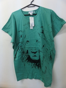 ■□66376-8　PANDOLFI　グリーン　ライオン　半袖　トップス　Tシャツ　サイズ：M □■