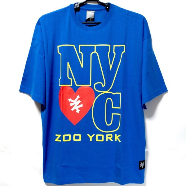 特価/未使用【サイズ=LL(XL)】ZOO YORK/ズーヨーク/メンズ/プリント/半袖/Tシャツ/ヒップホップ/ビッグシルエット/胸囲=104~112cm/blue②