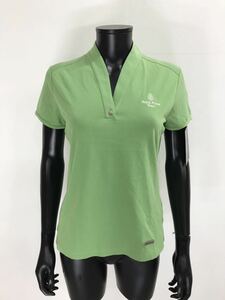 [USED]ANNIKA CUTTER&BUCKanika резчик and задний хлопок V шея рубашка с коротким рукавом зеленый зеленый женский S Golf одежда 