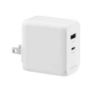 AC-USBアダプタ AC-USB充電器 2ポート Type-A＆C GaN 65W グリーンハウス GH-ACU2GDC-WH/3169/送料無料