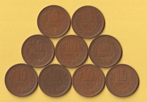 ☆10円青銅貨《昭和42年》　9枚　　普通品＋－