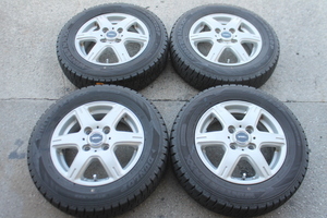 中古 ダンロップ ウィンターマックス WM02 155/70R13 75Q 2021年製 TOPRUN 4J-13 +45 4H-100 4本 ピクシスエポック バモス エブリイワゴン