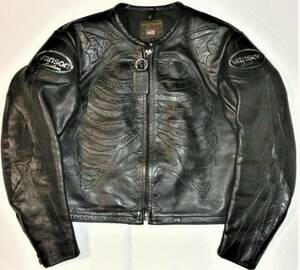 VANSONbo-nzbonebo-n40 single . rider's jacket skeleton Skull bo-n leather jacket leather jacket li color all black black 