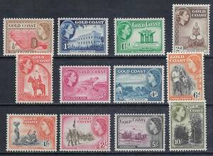  Gold coast 1952-4 year #148-59(OH) general 12./ QEⅡ map castle . futoshi hand drum .. railroad lake agriculture etc. / Cat.Val.$79.00-