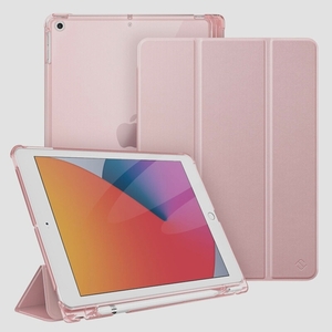 送料無料★Fintie iPad 10.2 ケース 第9/8/7世代 半透明バックカバー スリープ機能 (ローズゴールド)