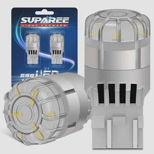 送料無料★SUPAREE T20 ダブル球 LED テールランプ ホワイト 無極性 爆光 DC12V 国産車対応 2個入り