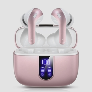 送料無料★Eynew ワイヤレスイヤホン Bluetooth5.3 マイク付き 片耳/両耳 左右分離型（ピンク)