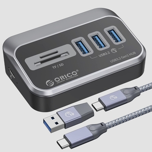 送料無料★ORICO USBハブ USB3.0 5ポート 高速転送 MicroSD/SDカード セルフパワー/バスパワー両対応