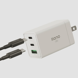 送料無料★llano 65W PD充電器 GaN Swift搭載 3ポートUSB-C急速充電器 折り畳み式 (White)