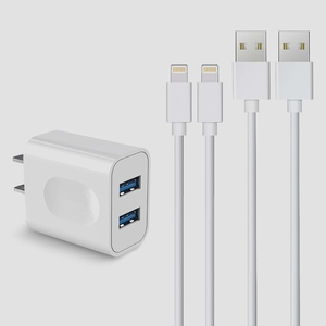 送料無料★iPhone 充電器 USB 充電器 2ポート 12W ACアダプター 充電ケーブル 1M 2本