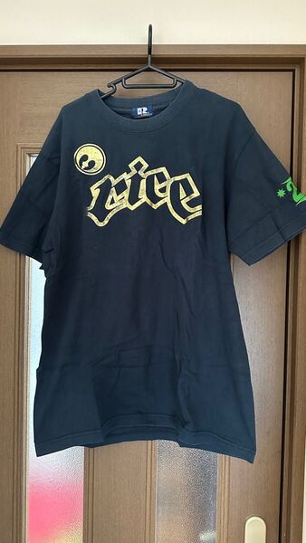 RICE28 Tシャツティーシャツ ライススノーボード snow board 黒Lサイズ 金ロゴ