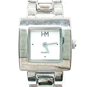【電池切れ】HANAE MORI ハナエモリ クォーツ 腕時計 白文字盤 スクエア HMロゴ レディース