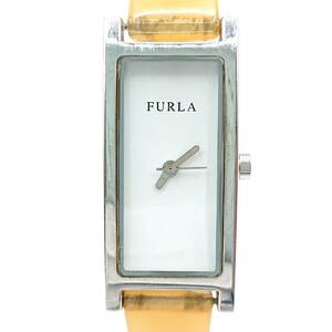 【電池切れ】FURLA フルラ クォーツ 腕時計 白文字盤 ベルトライトオレンジ系 レディース