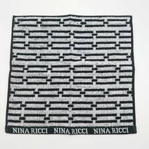 NINA RICCI ニナリッチ タオルハンカチ ハンドタオル タグ有り 綿100％ ブラック×ホワイト_画像1