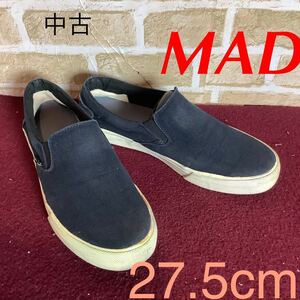 【売り切り!送料無料!】A-294 MAD foot!スリッポン!ネイビー!27.5cm!履きやすい!さっと履ける!普段履き!カジュアル!通学!中古!