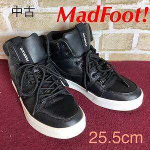 【売り切り!送料無料!】A-296 MadFoot! ハイカットスニーカー!25.5cm!黒!おしゃれ!普段履き!かっこいい!中古!