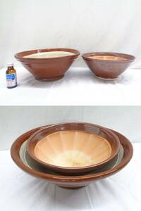 03A032 陶器製 すり鉢2点 大/中 直径(約)35cm/28㎝ 厨房小物 長期保管中古美品