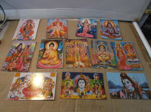 インド　神様　ポストカード１２枚　ハガキ　絵葉書　海外　お土産　イラスト　絵　はがき　郵便　宗教　女神　送料無料
