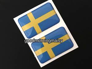 SWEDEN 2枚★スウェーデン 国旗 ミニステッカー シール 1.6cm 2.6cm ステッカー エンブレム ボルボ サーブ