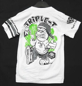 【送料無料】 【新品】TRIPPLE T トリプルT 半袖Tシャツ ゴリラ ドンキー HIP-HOP ギャングスタイル 白 M 送料164円■L17993-180315-40-3