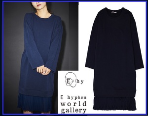  price decline *6469 jpy * new goods E hyphen world gallery E hyphen world gallery * hem pleat reverse side wool One-piece navy 