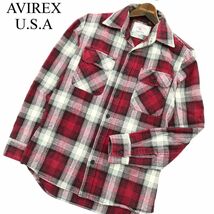 AVIREX アヴィレックス 長袖 ワーク★ チェック ネル シャツ Sz.S　メンズ　A3T01879_3#C_画像1