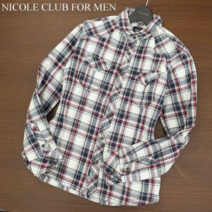 NICOLE CLUB FOR MEN ニコルクラブ フォーメン 通年 長袖 ウエスタン★ チェック シャツ Sz.46　メンズ　A3T01900_3#C