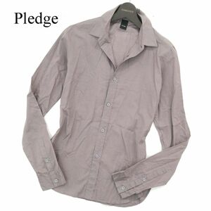 Pledge プレッジ 絹 シルク混★ 長袖 スリム シャツ Sz.48　メンズ 日本製　A3T01930_3#C