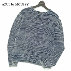 AZUL by MOUSSY アズール マウジー 通年 ウォッシュ加工★ チマヨ コットン クルーネック ニット セーター Sz.S　メンズ　A3T01940_3#L