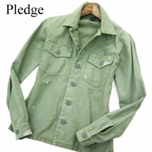 Pledge プレッジ 通年 ペイント&リペア加工★ ミリタリー ワーク シャツ ジャケット Sz.46　メンズ 日本製　A3T02141_3#C_画像1