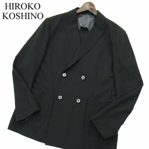 美品★ HIROKO KOSHINO homme collection ヒロココシノ オム 春夏 背抜き ダブル テーラード ジャケット Sz.M　メンズ 黒　A3T02665_3#M