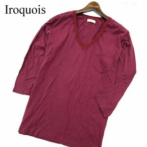 Iroquois イロコイ 春夏 7分袖★ Vネック ポケット カットソー Tシャツ Sz.3　メンズ 日本製　A3T02755_3#D