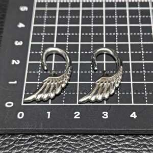 * new goods unused * surgical stainless steel metal allergy correspondence feather hook earrings 10G both ear for antique finishing 